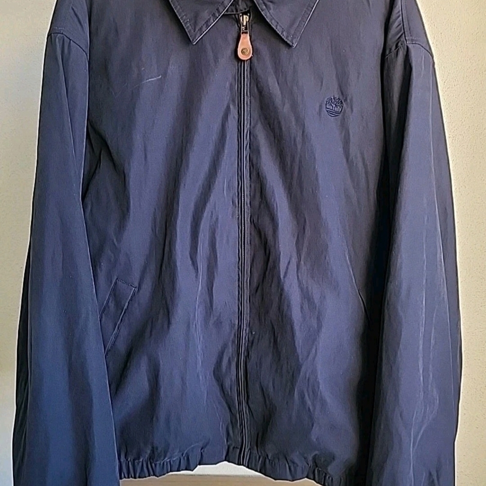 Vtg Timberland Weathergear Jacket XL Navy Blue Full Zip Windbreaker Rain Coat
